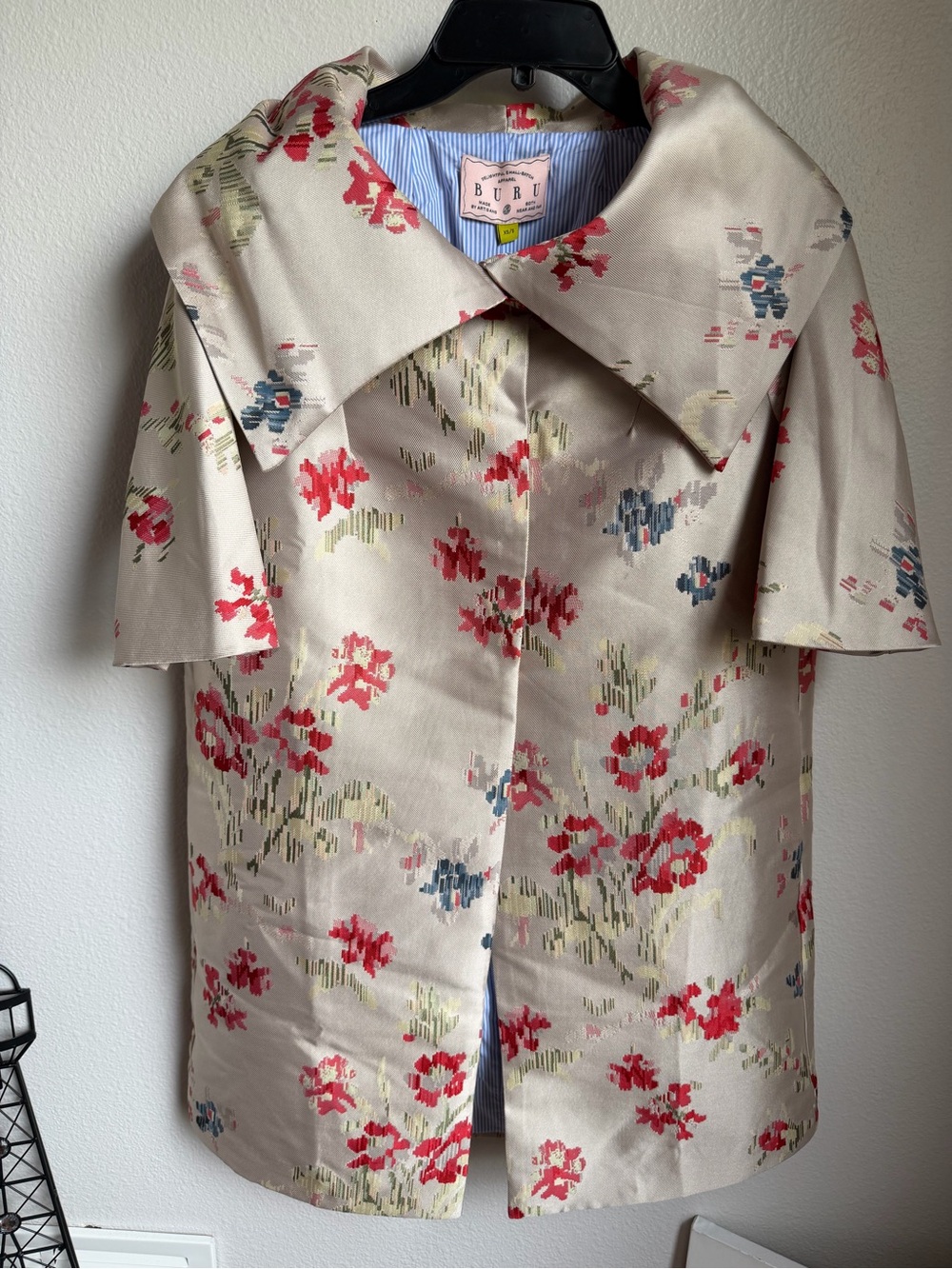 NWT BURU Jacquard Tailored Car Coat Floral Sz S/M - Picture 6 of 9